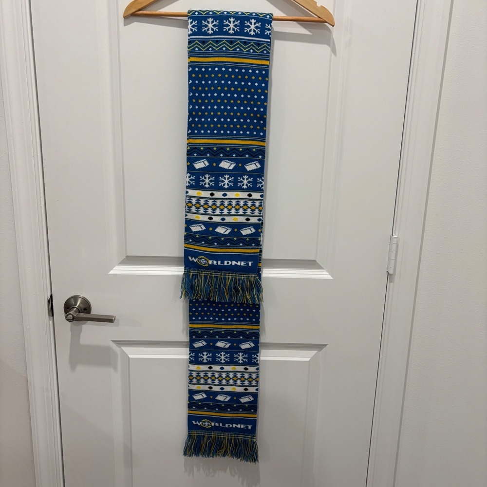 Frank Ocean X Worldnet Merch Men Knitted Long Scarf Blue Premium Acrylic Rare - Picture 3 of 3